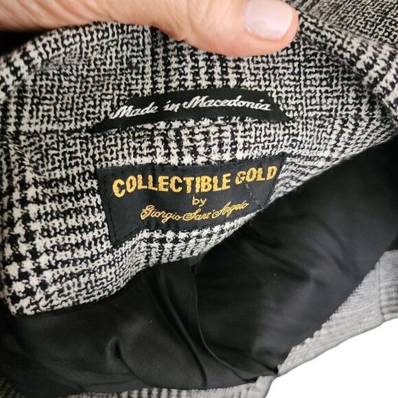 Vintage 80s Windowpane Check Double Breasted Boxy Blazer Womens Size 10 Black Wo - Picture 7 of 9